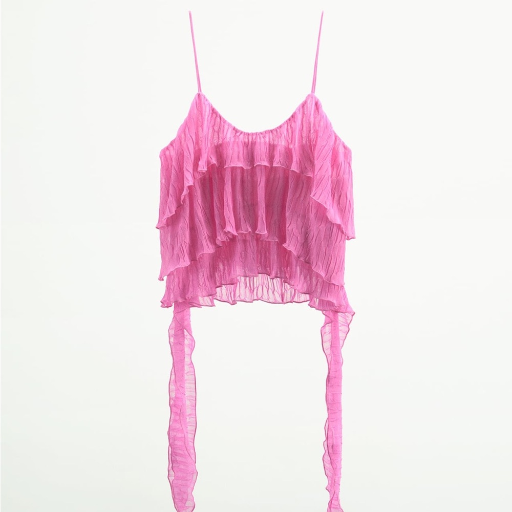 Zara NWT pink ruffle crop top